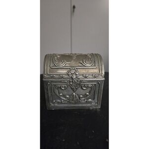 Vintage Silver Tone Chest With Moving Handles with Lined Interior.